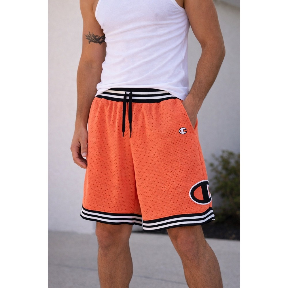 Champion Men's Basketball Shorts Orange Mesh Size Large Athletic NWOT